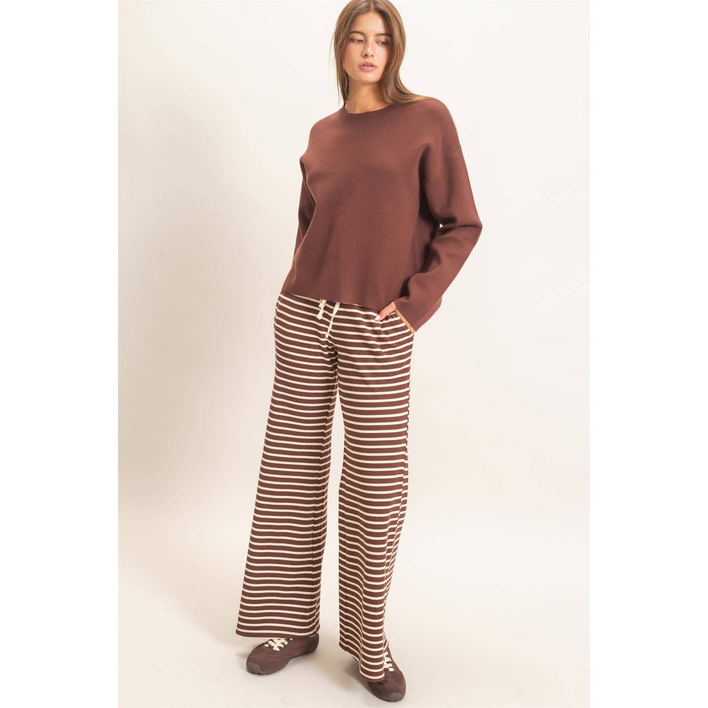 Hayden Striped Waffle Knit Pants