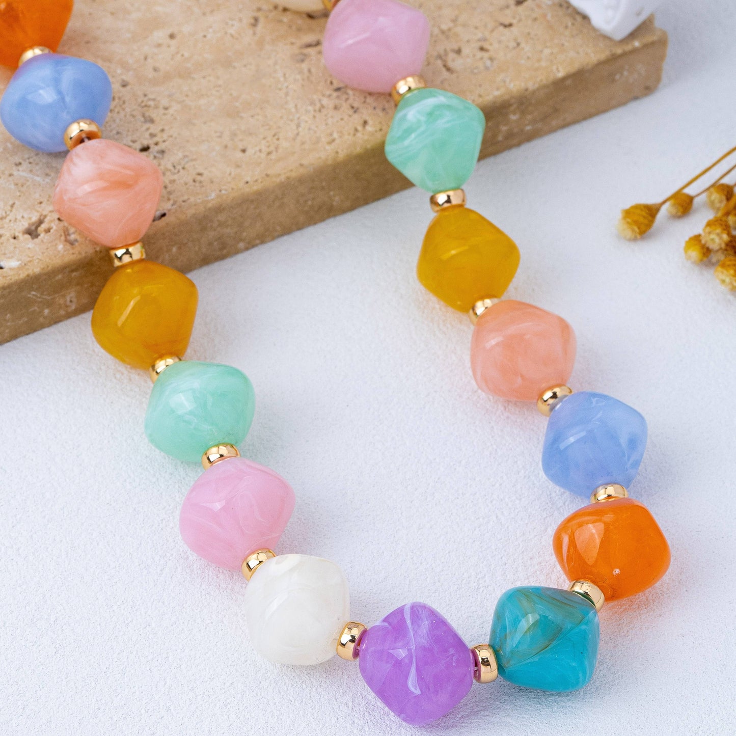 Oversized Faceted Resin Bead Necklace