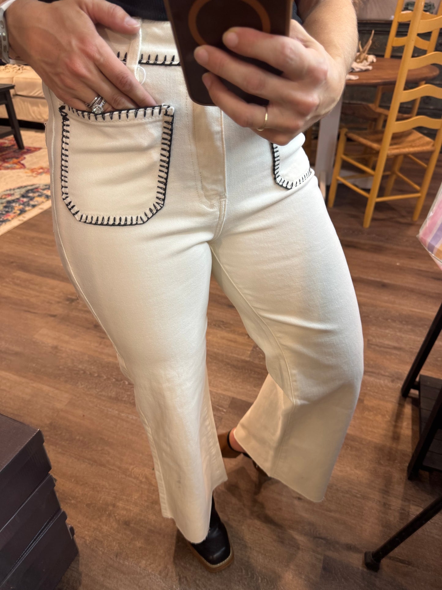 The Contrast Stitch Wide Leg Jean
