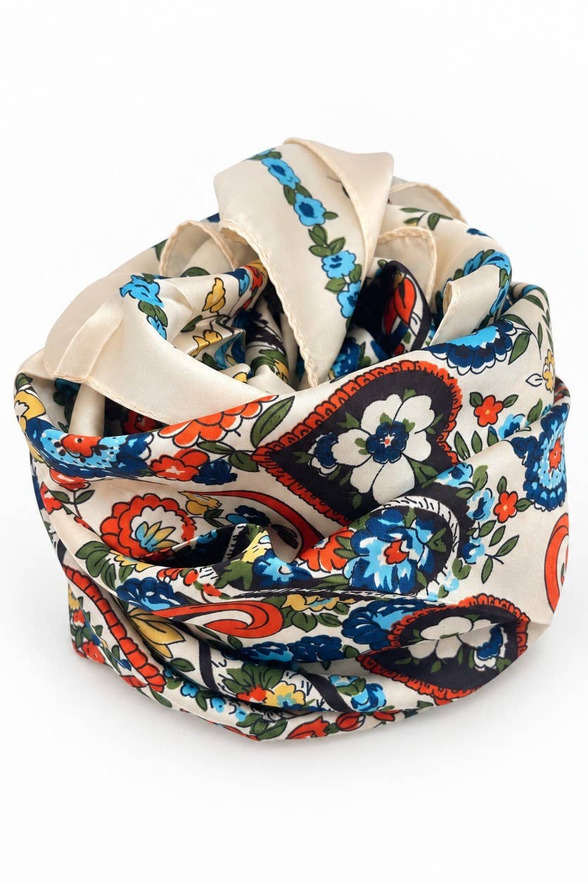 Paisley Print Silky Square Scarf
