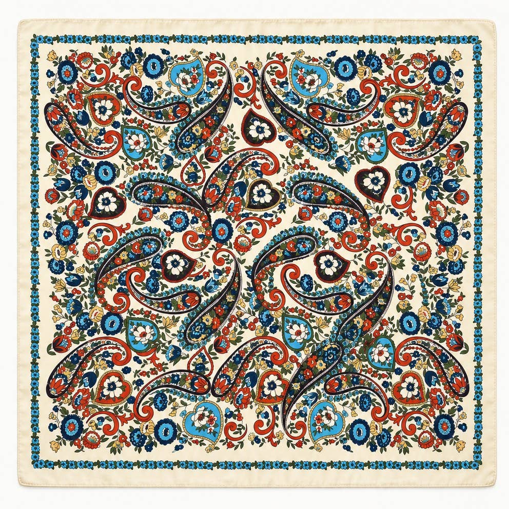 Paisley Print Silky Square Scarf