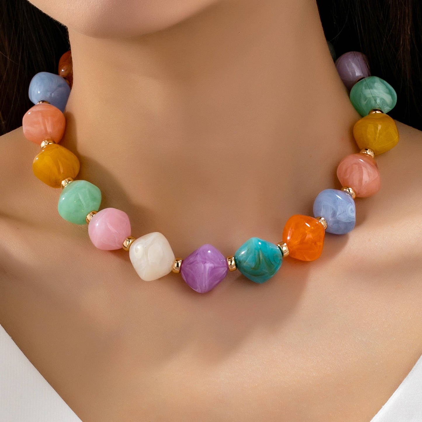 Oversized Faceted Resin Bead Necklace