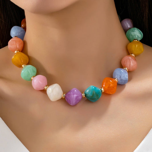 Oversized Faceted Resin Bead Necklace