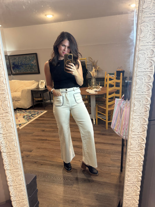 The Contrast Stitch Wide Leg Jean