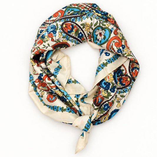 Paisley Print Silky Square Scarf